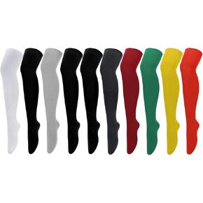 Hicdaw 4/10 Pairs Yoga Socks for Women Non Slip Skid Socks Long Socks Over Knee Thigh High Stockings Warm Cute