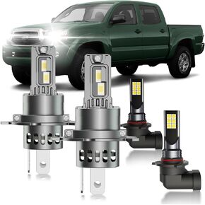 for Toyota Tacoma 2005-2011 FOG Lights Bulbs Combo, 4pcs Super Bright White Dual Beam and Fog Lights Blubs Package, 1:1 Size as Stock Bulbs, Plug and Play