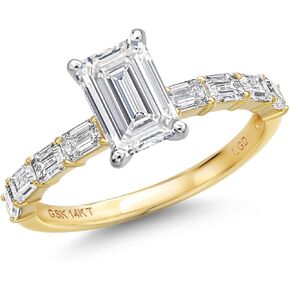 14K Two Tone Gold 1-3 Carat IGI Certified Emerald Cut White Lab Grown Diamond Engagement Ring for Women | F-G Color | VS1 Clarity | Wedding Anniversary Gold Ring For Women | Available In Size 5 to 9