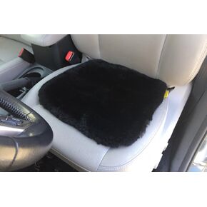 Skwoosh Natural Sheepskin Leather Shearling Seat Pad Cover for Auto, Car, Office, Kitchen, Travel, Home - Authentic Genuine Black Merino Wool – Universal Fit - Non-Slip Backing – Plush Comfort