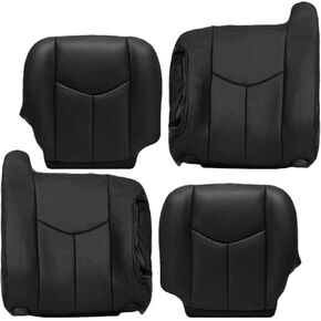 Priprilod Dark Gray Driver & Passenger Bottom and Top Lean Back Replacement Seat Cover Compatible with Chevy Silverado Sierra Tahoe Suburban Avalanche Yukon Yukon XL 2003 2004 2005 2006