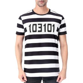 Funny World Men's Prisoner Costume Striped T-Shirts