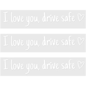 3pcs I Love You Drive Safe Decal, Car Rearview Mirror Decal with Heart Funny Vinyl Rear View Mirror Sticker for Women Driver Gifts Accessories for Car Rearview Mirrors and Windows (White)