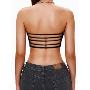 Women's Padded Bandeau Strapless Sports Bra Tube Top Wireless Non-Slip Seamless Stretchy Workout Bralette