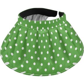 ZZXXB Polka Dot Print Women Sun Visor Hat Wide Brim Hats Foldable Summer UV Protection Ponytail Visors for Beach