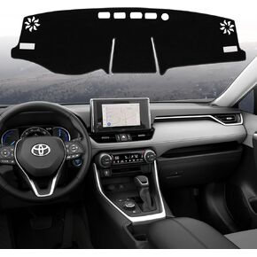 Dashboard Dash Cover Mat for Toyota RAV4 2019 2020 2021 2022 2023 2024 Polyester Custom Fit Toyota Rav4 Accessories Dash Cover Black Trim (RAV4 2019-2024, Black)