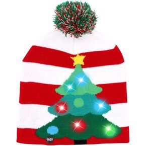 OurWarm LED Christmas Beanie Light up Christmas Hats, Knit Hats with 6 Colorful LED Lights, Unisex Winter Snow Hat