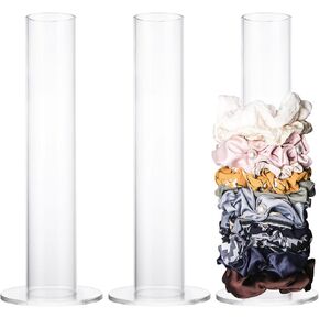 3 عبوات حامل ربطات شعر مقاس 9 بوصة، منظم إكسسوارات شعر أكريليك بقطر 1.8 بوصة، منظم ربطات شعر شفاف لهدايا الفتيات المراهقات وغرفة تخزين غرفة النوم in Kuwait