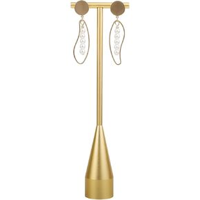 GemeShou Gold earring holders for selling, Metal earring display T stand, hanger earring Jewelry holder for Online store photo shot【Gold-Cone Base Height 11"】