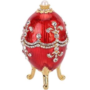 HEEPDD Hand Painted Enameled Faberge Egg Shiny s Easter Egg Trinket Box for Necklace Bracelet Ring Home Desktop Decor Gifts Easter Day Collectible