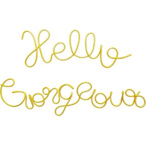 noxozoqm Hello Gorgeous Wall Decor Metal Wire Letters Wall Decor Hello Gorgeous Sign Gold Wall Decoration for Home Office，Bedroom，Bathroom and Living Room