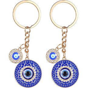 Evil Eye Keychain, Bling Evil Eye Keychain with Keyring Good Luck Amulet Protection Charm for Women Men