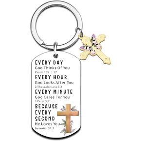 Christian Gifts For Women Religious Cross Keychain Inspirational Bible Verse Keychain Spiritual Gifts Baptism Gifts For Women Friend Faith Based Gifts Birthday Christmas