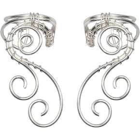 Handmade Ear Cuff Earrings, OwMell Elf Ear Cuffs No Piercing Hypoallergenic Simple Rolled Earrings Fantasy Costume for Party Wearing