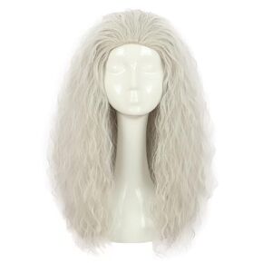 VGbeaty Old Women Long Curly Fluffy Dirty Silver Grey Witch Halloween Cosplay Party Wig