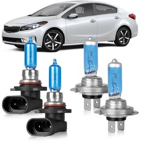OQSNCV Fit for Kia Forte Headlight Bulbs 2017 2018 2019 2020 2021 2022 Halogen Bulbs, 9005 High Beam+ H7 Low Beam Light Bulbs Halogen Headlamp Replacement Bulbs Kit, Pack of 4