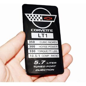 1Pc C4 Corvette 1992 LT1 Soup Engine ID Spec Metal Data Plate Consoler Emblem 3D Badge Nameplate Replacement for Corvette
