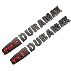 2pcs Allison Duramax Badges Emblems Compatible for Gm 2015 Silverado 2500hd 3500hd Hood (Black Red)