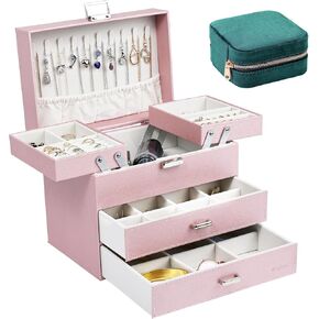 Dajasan Jewelry Holder Organizer Box + Velvet Travel Jewelry Box