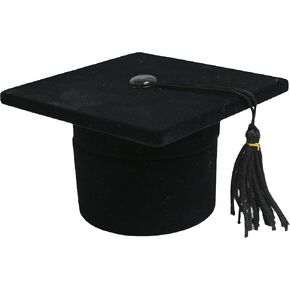 Novel Box Black Novelty Jewelry Ring/Earring Flocked Velvet Graduation Hat Shaped Box - Jewelry Storage Boxes Organizers for Celebration, Graduation, Party, Ceremony, Wedding & Special Occasions
