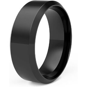 Minimalist Rings for Men Titanium Men's Wedding Ring 8 MM Width brushed Finish Ring/High Polished Usual Wear Scratch-Resistant Beveled Ring Comfort Rings for Men Size 10