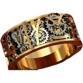Awmnjtmgpw Creative Gear Ring 18K Gold Men's Steampunk Thumb Adjustable Stackable Men's Adjustable Ring Size 5-12 (Size 6)