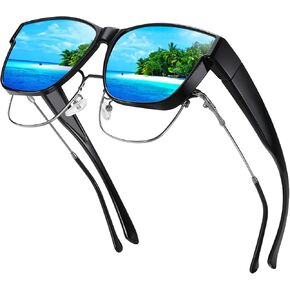 نظارات شمسية فوق الزجاج للرجال والنساء، نظارات شمسية مستقطبة مربعة خفيفة الوزن يمكن ارتداؤها فوق النظارات، حماية من الأشعة فوق البنفسجية in Kuwait