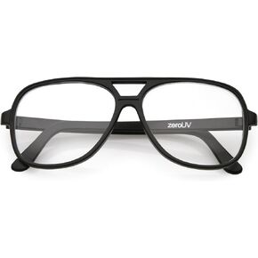 zeroUV Vintage Inspired Classic Square Plastic Retro Style Aviator With Clear Lens