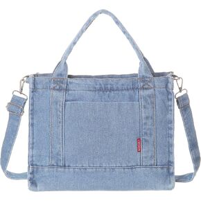 AOCINA Denim Purse Jean Tote Bag for Women Crossbody Shoulder Weekend Bags Denim Purses and Handbags for Women