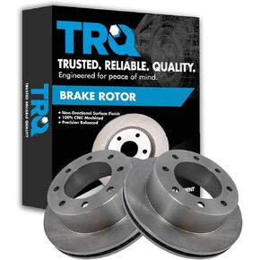 TRQ Rear Brake Rotors Set Solid Compatible with 2000-2005 Ford Excursion 1999-2004 F-250 Super Duty F-350 Super Duty