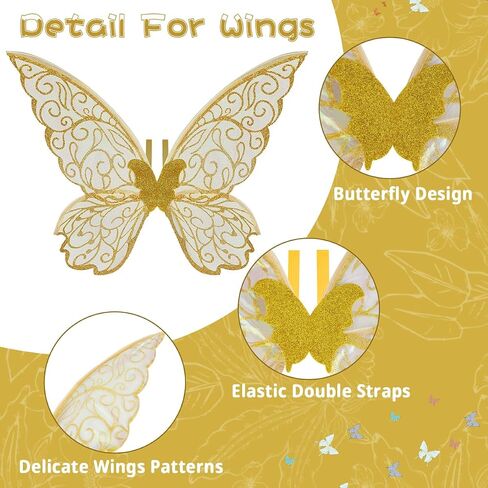 Fairy Wings for Adults and Girls Floral Garland Star Wands Hair Tinsel Elf Ears Fairy Costume Halloween Cosplay 10PCS in Saudi Arabia