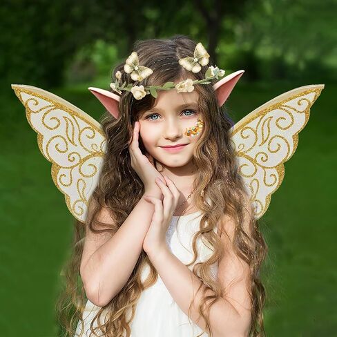 Fairy Wings for Adults and Girls Floral Garland Star Wands Hair Tinsel Elf Ears Fairy Costume Halloween Cosplay 10PCS in Saudi Arabia