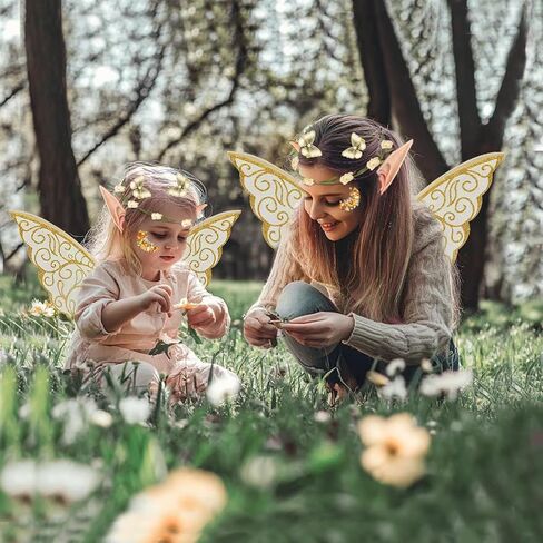 Fairy Wings for Adults and Girls Floral Garland Star Wands Hair Tinsel Elf Ears Fairy Costume Halloween Cosplay 10PCS in Saudi Arabia