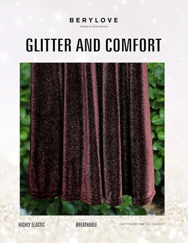 BeryLove Women Glitter Formal Party Dress 3/4 Sleeve Sparkly Cocktail Midi Prom Dress in Saudi Arabia
