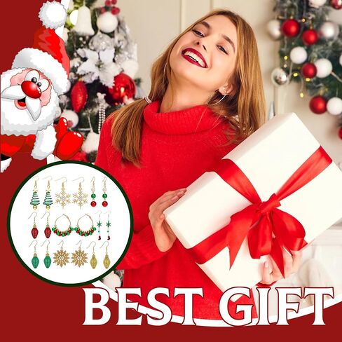 Christmas Earrings for Women Christmas Tree JingleBall Snowflake Bow Flower Dangle Earrings Holiday Earrings for Girls in Saudi Arabia