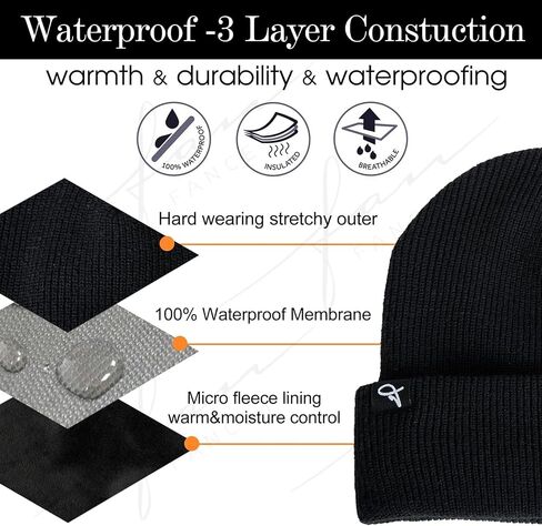 TOP-EX Oversized XL XXL Waterproof Beanies Scarf Set Fleece Lined Neck Protection Mens Womens Gift in Saudi Arabia