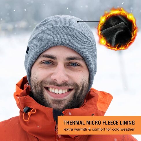 TOP-EX Oversized XL XXL Waterproof Beanies Scarf Set Fleece Lined Neck Protection Mens Womens Gift in Saudi Arabia