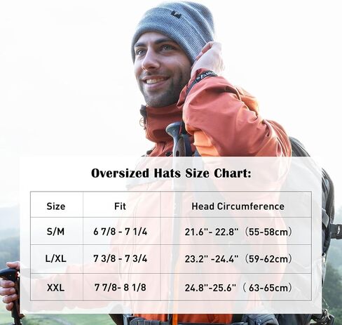 TOP-EX Oversized XL XXL Waterproof Beanies Scarf Set Fleece Lined Neck Protection Mens Womens Gift in Saudi Arabia