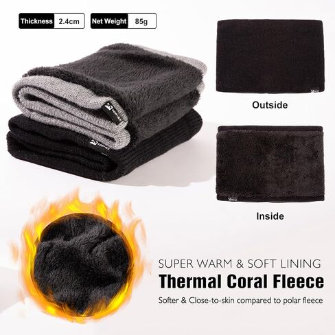 TOP-EX Oversized XL XXL Waterproof Beanies Scarf Set Fleece Lined Neck Protection Mens Womens Gift in Saudi Arabia