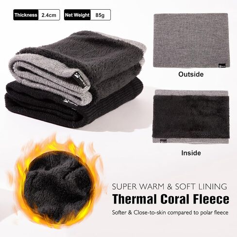 TOP-EX Oversized XL XXL Waterproof Beanies Scarf Set Fleece Lined Neck Protection Mens Womens Gift in Saudi Arabia