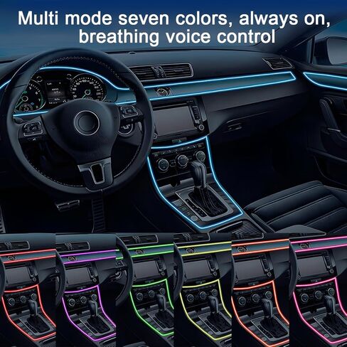 مصباح LED داخلي للسيارة من Mandark، شريط إضاءة نيون محيطي 7 في 1 مع تطبيق منفذ USB للتحكم في وضع مزامنة الموسيقى، أضواء الألياف البصرية الداخلية للمركبة، عالمي للمركبات الترفيهية وسيارات الدفع الرباعي والشاحنات in Kuwait