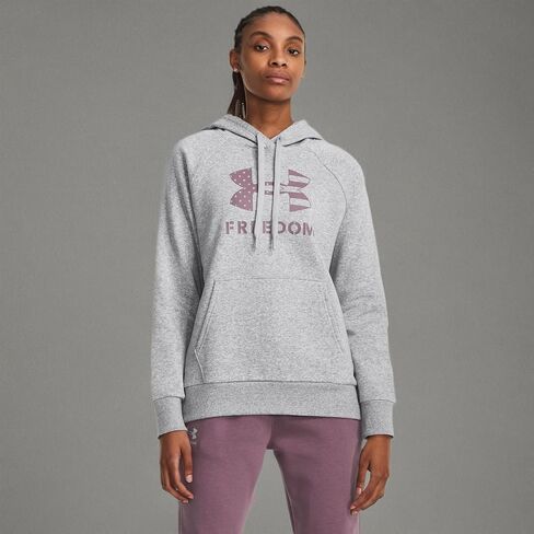 Under Armour Freedom Logo Rival Hoodie Downpour Gray/Harbor Blue LG (US 12-14) in Kuwait