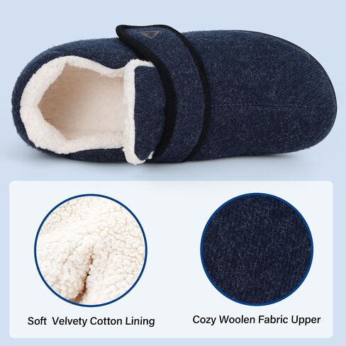 Orthopedic Slipper with Arch Support for Women Men，Wide Slip on House Shoes for Plantar Fasciitis Pain Relief Adjustable Strap Slipper with Indoor Outdoor Soft Velvety Cotton Lining Moccasin in Saudi Arabia
