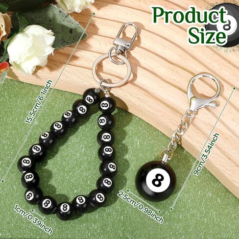 8 Ball Keychain Billiard Lucky Ball Charm Keyring for Men Pool Player Lover Purse Handbag Backpack Key Chain in Saudi Arabia
