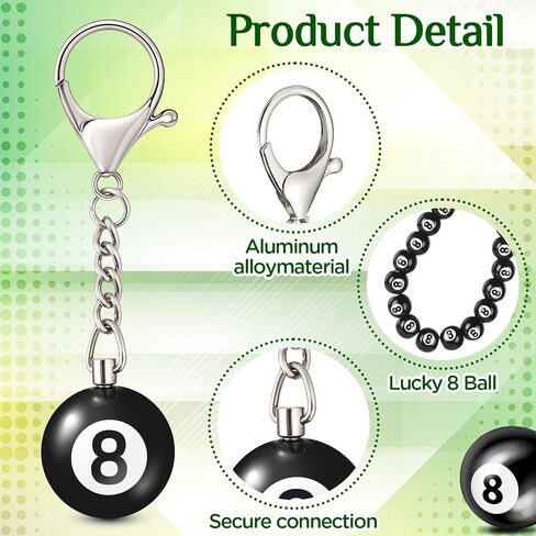 8 Ball Keychain Billiard Lucky Ball Charm Keyring for Men Pool Player Lover Purse Handbag Backpack Key Chain in Saudi Arabia