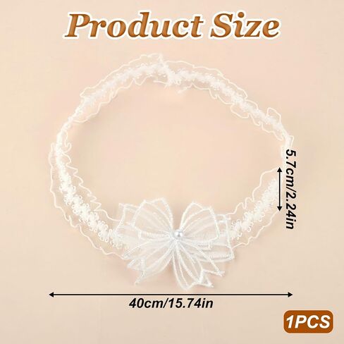 Lace Garters for Bride, Plus Size Bridal Garter with Pearl and Bow, Handmade Stretch Garter Belt for Bride Gift, White Leg Garter for Wedding, Homecoming, Party, Banquet, Cocktail Reception - 1 Pack in Saudi Arabia