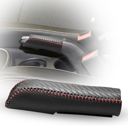 Car Handbrake Cover Compatible with Chevy Brake Handle Protector,Hand-Stitched Leather with Carbon Fiber for Trax 2015-2021 for Sonic 2012-2022,Automatic Internal Accessories(Black Thread) in Saudi Arabia