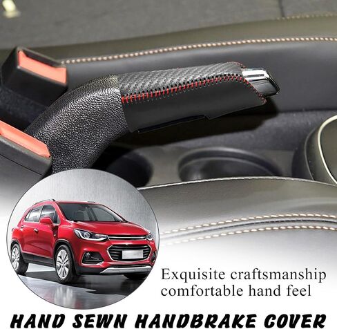 Car Handbrake Cover Compatible with Chevy Brake Handle Protector,Hand-Stitched Leather with Carbon Fiber for Trax 2015-2021 for Sonic 2012-2022,Automatic Internal Accessories(Black Thread) in Saudi Arabia