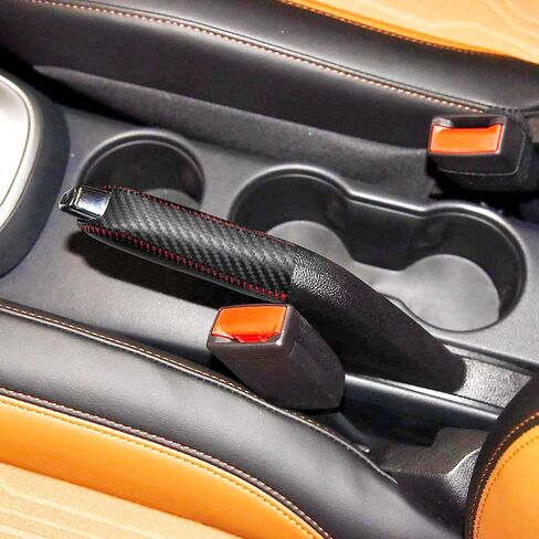 Car Handbrake Cover Compatible with Chevy Brake Handle Protector,Hand-Stitched Leather with Carbon Fiber for Trax 2015-2021 for Sonic 2012-2022,Automatic Internal Accessories(Black Thread) in Saudi Arabia