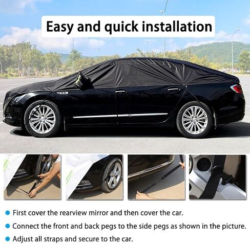Half Car Cover All Weather Car Body Cover for All Season Sunshade Cover Snow Cover Waterproof 210D Oxford Fabric with Cotton (Fit Hatchback) in Kuwait